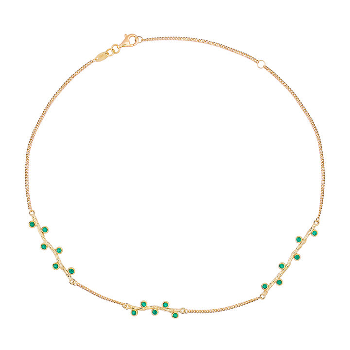 Blossom Green Stone Chain Choker Kolye