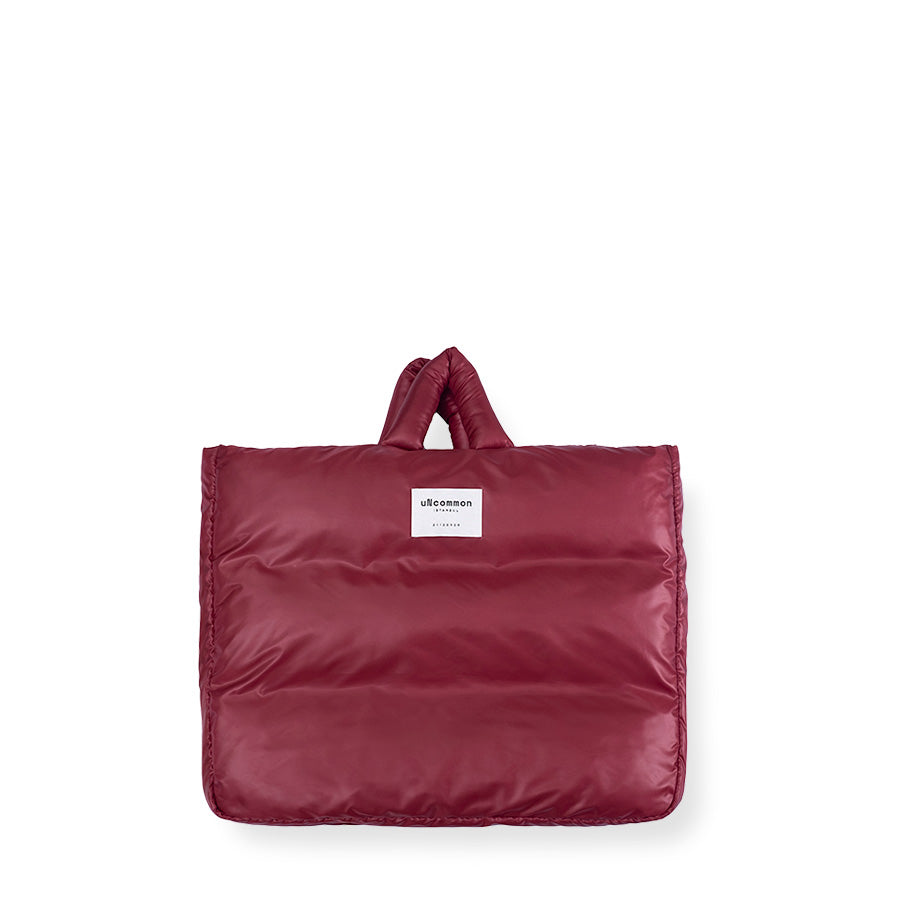 Bordo Puffy Tote Çanta